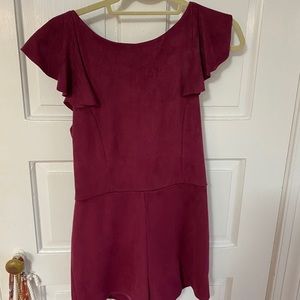 burgandy suede romper